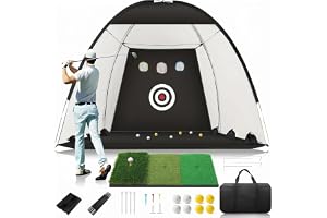 Golf övningsnät med matta – golfslaghjälp för svängträning i din egen trädgård (gnistrande räckvidd, chipping), inklusive målmatta och bollar för män, fäder och golfälskare