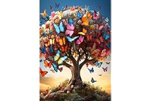 DPHERO Tree of Life Diamond Painting Kits for Adults,5D Butterfly Diamond Art Kits for Beginners,Round Full Drill Diamond Painting Art,DIY Paint with Diamonds Flowers Gem Painting Art 12x16 inch