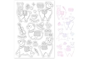 GLOBLELAND Timbro Silicone Alpaca Timbri Trasparenti Alpaca Timbri Journaling in Silicone Trasparente per la Creazione di Biglietti e Decorazioni per Scrapbooking