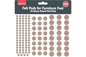 SOL 132pk Felt Pads for Furniture Feet – Round 10-25mm Pads for Chair, Table & Sofa Legs – Durable Self-Adhesive Floor Protectors for Hardwood, Laminate, Tile & Vinyl Surfaces