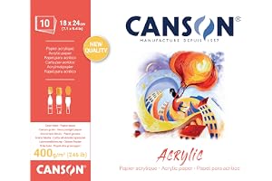 CANSON Acrylic, akrylpapper, målarkorn, 400 gsm, blad, 18 x 24 cm, pistaschgrön