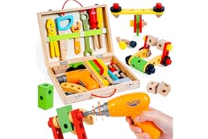KIDWILL Kids Tool Set with Electric Drill DIY Stickers Toddler Tool Set for Kids Ages 3-5 Year Old Boys Girls Pretend Play STEM Montessori Educational Construction Toys