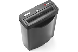 Rexel 1202020 Alpha 5 Sheet Manual Strip Cut Shredder for Home or Small Office Use, 10 Litre Bin, Black