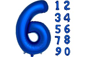 JARTTY Palloncino Numero 6 Blu (102cm), Palloncini Compleanno 6 Anni, Numeri Gonfiabili Compleanno Grandi, Palloncino Numero Foil Gigante