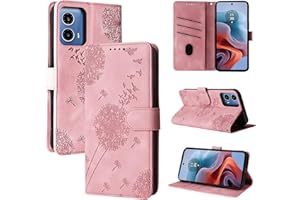 Rostsant Handyhülle für Motorola Moto G34 5G Löwenzahn PU Leder Motorola Moto G34 5G Flip Case Brieftasche Tasche Hülle Magnetisch Handyhülle für Motorola Moto G34 5G Roségold