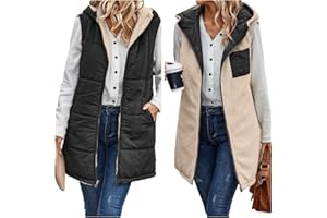 VAGBALENA Mujer Otoño Invierno Felpa Sin Mangas Chaqueta Cálida Chaqueta Reversible Chaleco Largo Chaleco De Plumas Acolchado Chaqueta Ligera Sin Mangas
