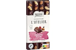 LES RECETTES DE L’ATELIER Nestlé Les Recettes de L'Atelier - Tablette Chocolat Noir Cranberries et Amandes - 170g