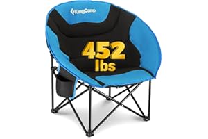 KingCamp Moonchair Camping Chair Foldable Up to 150 kg with Cup Holder, Extra Large, Foldable, Round, Adult, Extra Large, Sports, Festival, Lawn, Balcony