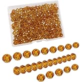 TOAOB 220 Pieces Glass Beads 4mm Faceted Czech Brown | Multifaceted, Crystal Beads, Round, for Jewellery Making, Crafts, Neck