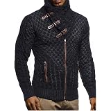 Cardigan Homme Leif Nelson LN4195 - Laine/Acrylique - Col Roulé - Boutons Bois