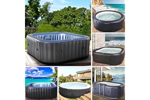 BRAST Whirlpool aufblasbar MSpa | 4-8 Personen | viele Modelle rund und eckig | Ø 125-224cm | In-Outdoor Pool | bis zu 144 Massagedüsen | inkl. Aufblasfunktion Abdeckung Timer Heizung | Tekapo4