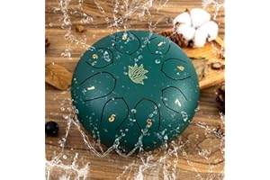 Eavnbaek Steel Tongue Drum 6 Inch 8 Note Steel Hand Drum with Bag, Music Book, Drumsticks, Mallet Holder and Finger Paddles, for Camping, Meditation or Yoga (Green)