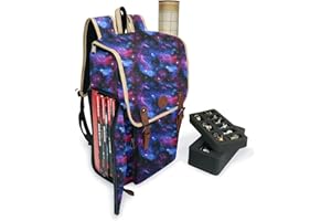 ENHANCE Designer Edizione DnD Zaino - Elegante Zaino per Giochi di Ruolo Dungeons and Dragons - Borsa da Viaggio DnD per 4 Libri e Racoglitore con Contenitore per Miniature, Comode Tracolle (Galassia)