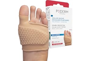 PODERM – HALLUX VALGUS/DOULEURS PLANTAIRES DOUBLE PROTECTION GEL ARNICA BREVETÉ - Orthèse Pied – Amortit/Soulage immédiatement la douleur – Anti callosité - Actifs 100% Naturels – Swiss Lab