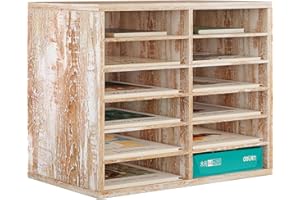 ‎PAG PAG 12 Fächer Verstellbarer Dokumentenablage aus Holz,Holz-Literatur-Stehsammler,Aktensortierer Briefablage A4 Zeitschriftenständer,für Büro/Zuhause/Schule,Retro Weiß