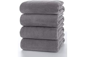 Lumimi Towels 4-Piece Soft Microfiber Bath Towel Set Incredibly Absorbent Lightweight Quick Dry and Durable, 55" L x 27" W, 4 Pack Dark Grey