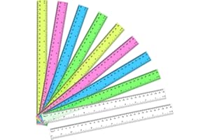 Pinenuts 10pcs Plastic Straight 30cm Ruler - 30cm & 12 Inches Shatter Resistant Multipack Measuring Tool for Students & Office