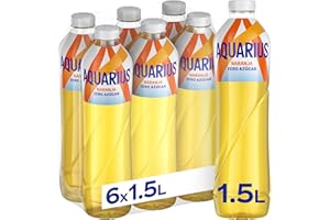 AQUARIUS Naranja Zero Azúcar, Bebida Hidratante con Sales Minerales - Pack de 6 Botellas de 1,5 L