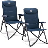 TIMBER RIDGE 2 x Folding Camping Chairs High Back Small 150 kg with 4 Adjustable Positions with Bag for Garden Balcony Carava