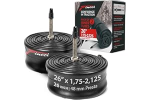 Fincci Cameras d'aria bici da corsa 26 x1.75x 1.95 x2.00x2.1 Coppia Camera d'aria 26 MTB - pollici per Montagna Strada Bici MTB Ibrida Uomo Biciclettas - Valvola Interna Presta 48mm - Confezione da 2