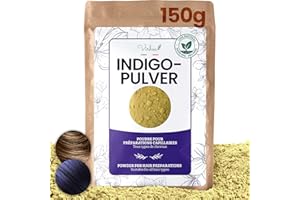 ‎VIRHEA VIRHEA® Indigo Pulver 150g – Natürliches Indigo für Haare & Stoffe – Pflanzenhaarfarbe für schwarze Töne & Khadi-Färbung – Ideal zum Stofffärben & als Ergänzung zu Henna