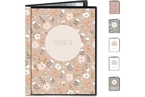 ‎MINILINO Minilino Zeugnismappe 20 Premium Klarsichthüllen A4 [SCHUTZ UND AUFBEWAHRUNG VON ZEUGNISSEN] Dokumentenmappe für Unterlagen in der Grundschule | Ordner - für Mädchen (Blumenwiese rosa)