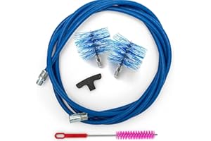 BARETTO Kit Pulizia Stufa a Pellet, Prolunga di 3 Metri per la Pulizia dei Tubi della Canna Fumaria con Curvatura a 90°, Scovolino multiuso, Manico, 2 Scovoli Standard in Nylon da 80 mm e 100 mm (3 M)