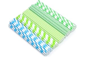 DK177 200 Stück Strohhalme Papier, Trinkhalme Papier Biologisch Abbaubare, Bunte Cocktail Strohhalme Trinkhalme, Umweltfreundlich Papierstrohhalme für Geburtstag Hochzeiten und Party, 5 Farben