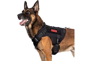 OneTigris Uprząż dla psa Fire Watcher 2.0 Molle z metalowym uchwytem i klamrą (czarna, XL)