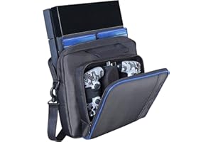 EEEKIT Étui de Transport pour PS4 Console/Contrôleur/Accessoires, Sac de Rangement de Jeu pour Sac à Main Messenger avec Bandoulière Réglable Compatible avec Playstation 4/PS4 Slim