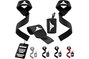 BOSMIK Straps Gym - Muñequeras Gym - Set Correas Levantamiento de Pesas Muñequeras Crossfit - Powerlifting Straps - Regalo Gym - Hombres y Mujeres