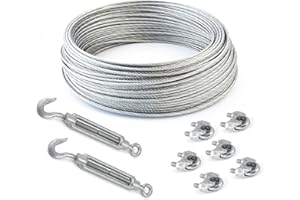 DQ-PP 15m DRAHTSEIL SET 3mm 6x7+FC + 6 x SEILKLEMMEN 3mm DIN 741 + 2 x SPANNSCHLOSS M5 HAKEN - ÖSE verzinkt Stahlseil Forstseil Windenseil Seil Draht Stahl Drahtseilklemmen Drahtseil Drahtseilklemme Klemme Anschlagseil Spannschlösser Spannschloß Seilspanner Spanner