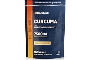 HORBÄACH Curcuma Capsule 7500mg | Alta Dosaggio | Curcumina e Piperina | Turmeric and Black Pepper | Horbaach