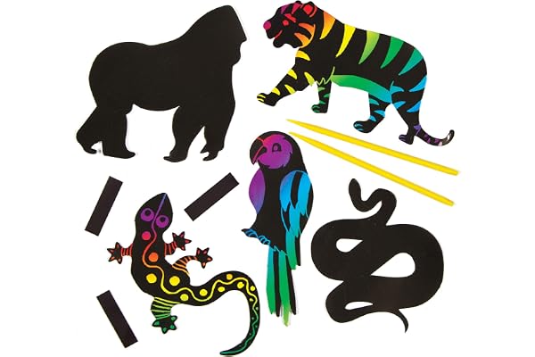 Baker Ross Aimants Animaux de la Jungle à gratter (Lot de 12) - Loisirs créatifs pour Enfants