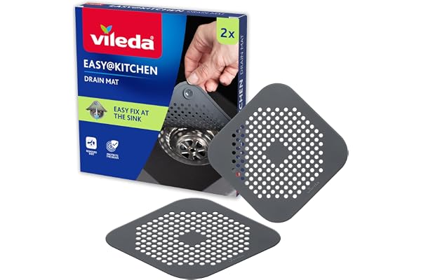 Vileda avloppssil set om 2, hårsil för diskbänk, dusch och badkar | Flexibel TPE med sugkoppar, fångar hår och matrester, lämplig för olika dräneringsstorlekar, 14,5 cm