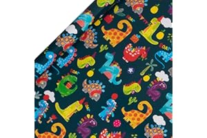 Glick Luxury Roll Wrap - Dinosaur Wrapping Paper, Perfect for Gift Wrapping, Multi-colour, Blue - 2M x 700MM