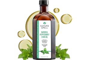 Nature spell pepparmyntsolja för hår och hud 150 ml, hårolja för torrt skadat hår & kliande hårbotten, kroppsolja för att förbättra hudstrukturen, tillverkad i Storbritannien