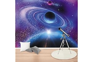 MWSSEGGE Papier Peint Intissé Galaxie, Univers 3D Trompe L'oeil Mural Affiche Géante Décoration Chambre Enfant (200x150 cm)
