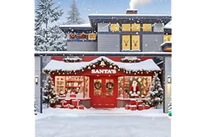 ZFFLYH Christmas Garage Door Cover, Hanging Backdrop Door Cover Christmas Garage Wall Decorations for Outdoor Home Yard Party Photo Backgrounds,Santa's Shop,16 * 7FT