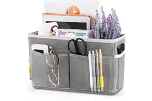通用 Lyspace Bedside Hanging Storage Basket Multi-Function Organizer Caddy for Bunk and Hospital Beds Dorm Rooms Bed Rails (Grey)