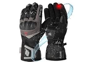 RIDEIRON Guanti Moto Uomo Invernali, Impermeabili, Touchscreen e con Protezione, Guanti Riscaldati 3M per Inverno e Moto (nero, M-XXL)