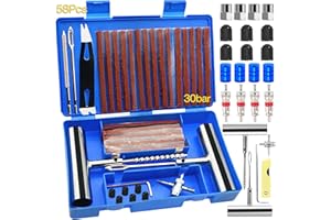 ZLPBAO Reifenreparaturset, 58-tragbares Autoreifen Reparaturset Heavy Duty Autoreifen Reparaturset Tragbares Reifenreparaturset für Autos, Motorräder, Elektrofahrzeuge, PKW, LKW, ATV, Fahrräder