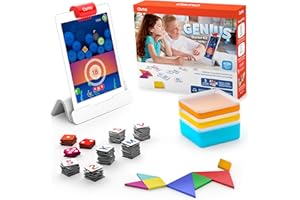 Osmo Zestaw startowy Genius do iPada, 5 interaktywnych gier edukacyjnych dla dzieci w wieku 6-10 lat, matematyka, pisownia, sztuka, kreatywność i fizyka, zabawka MINT (w tym podstawa Osmo na iPada),