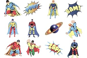 Henbrandt 24x Childrens Superhero Temporary Tattoo Selection - Party Bag Loot Fillers / Classroom Rewards / Lucky Dip Prizes / Party Favours (Assorted Designs)