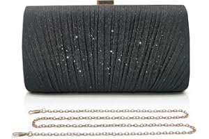 Pahajim Pochette Donna Elegante Brillantinata Borse Clutch Glitter Sposa Borsa con Catena Paillettes Borsetta Tracolla per Balli, Feste, Matrimonio, Cerimonia (Nero)