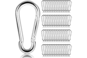 GBACHOOSE M6 Mousqueton, 60 PCS 6 x 60 mm Mousquetons, Mousqueton Acier Galvanisé, Mousqueton à Ressort Capacité de Charge sûre 120 kg, Mousqueton de Fixation pour Camping, Randonnée, Porte-clés