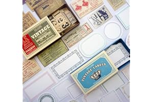 TA MERRY Scrapbooking Kit Completo Adesivi Vintage, Stickers Aesthetic Scrapbooking Sticker Set, Scrivibile Sticker Aesthetic Personalizzati per Album Foto, Scrapbooking, Calendario (Lasciate un Messaggio)