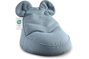 Gutekissen® Pouf per Bambini Miki con Orecchie – Comodo Cuscino Montessori per Cameretta (Blu, 68/68/50 con le orecchie)