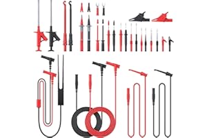 ALLmeter 27 Piezas Kit de Sonda de Prueba，Cable Multimetro Digital con Pinzas de Cocodrilo Gancho de Prueba Banana Conector Cable de Prueba Cables de Extensión