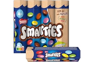 ‎SMARTIES Nestlé SMARTIES Multipack, kleine Rolle, bunte Schokolinsen, ideal für Kindergeburtstage, Farben aus der Natur, Hexagonrolle, 1er Pack (1x (4 x 34g))